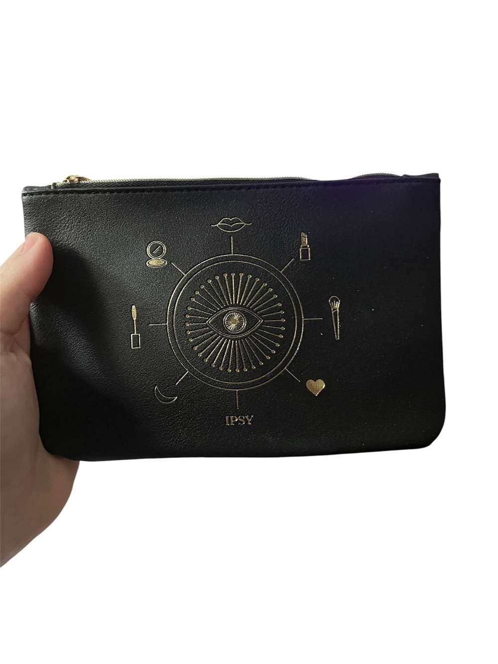 IPSY Black Cosmetic Zip Pouch with Gold Accent You’re Magic